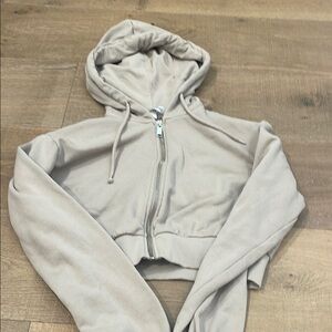 H & M Beige Cropped Hoodie